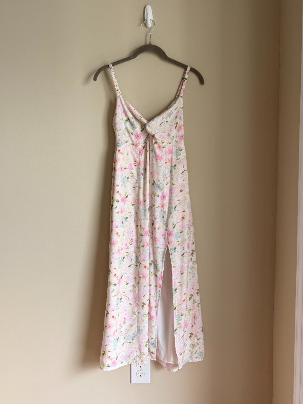 Abercrombie Floral Pink Slip Dress with Side Slit